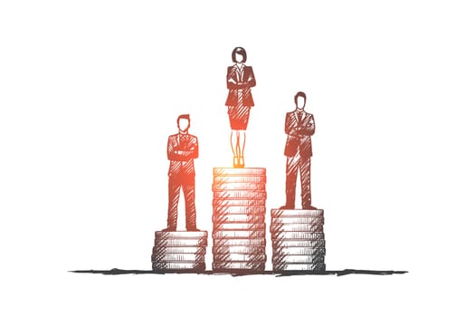 Leadership concept. Hand drawn business team leader. Success and competition isolated vector illustration.