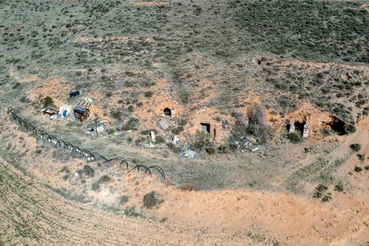 Wine cellars excavated from earth, campo de borja Tarazona region, Zaragoza province, Spain.