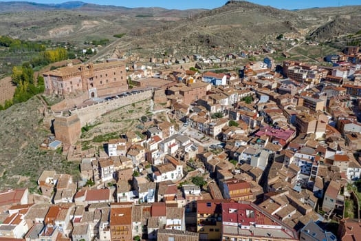 Panoramic view of Illueca municipality in the province of Zaragoza, autonomous community of Aragon, in Spain, capital of the Aranda region.