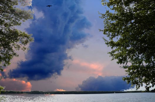 sunset on the Masurian lake