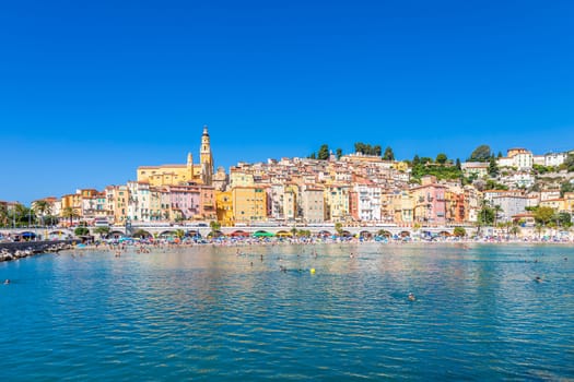 Menton, France - circa August 2021: view of the French Riviera, named the Coast Azur, located in the South of France.