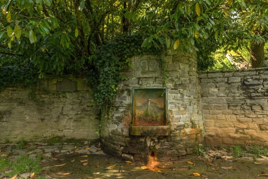 One of the mineral springs in the Kronthal Quellenpark, Kronberg im Taunus, Germany