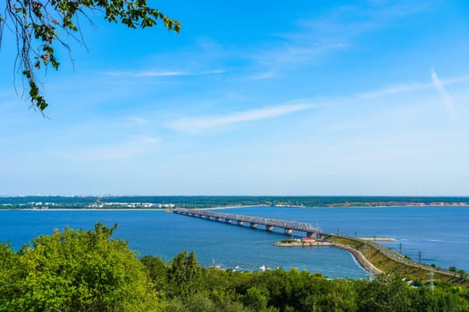 A bridge across the Volga river  in Ulyanovsk, Russia.