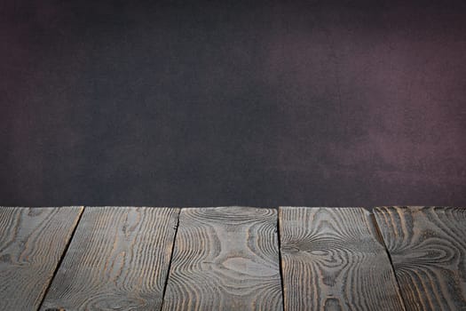 The background is blank wooden boards and a textured plastered wall with lighting and vignetting. For product demonstrations, free space, layout, mockup, perspective board, background board.