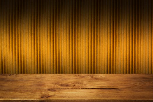 The background is blank wooden boards and a textured striped wall with gradient lighting and vignetting. For product demonstrations, free space, layout, mockup, perspective board, background board.