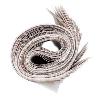 Roll of newspapers. Isolated on white. News and updates concept.