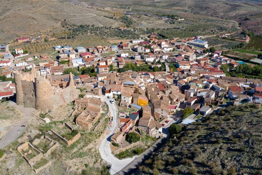 Panoramic view of Jarque de Moncayo, Aranda region, Zaragoza province, Aragon. Spain View from the back of the Castle