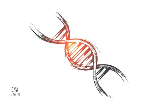 Global warming concept. Hand drawn illustration of DNA molecule structure. Genetic and chemistry research isolated vector illustration.