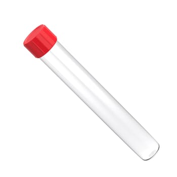 Test tube with red cap isolated on white background