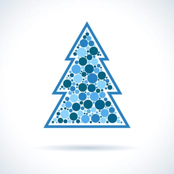 Christmas Tree symbol. Xmas decorations. Infographic symbol with shadow. Festive style graphic design element. Traditional celebration concept.