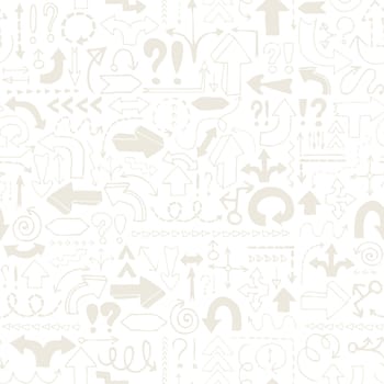Arrow seamless pattern, neutral tileable background with hand drawn symbols. Vector illustration