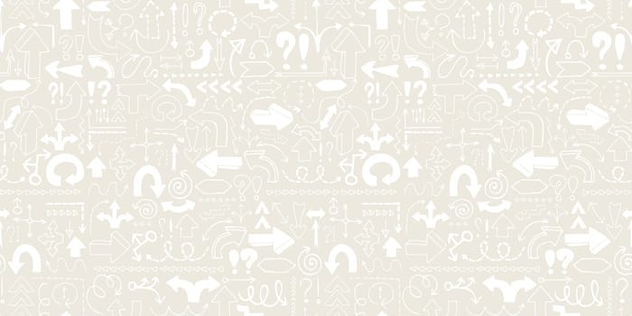 Arrow seamless pattern, neutral tileable background with hand drawn symbols. Vector illustration