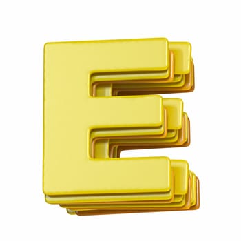 Yellow font Letter E 3D render illustration isolated on white background