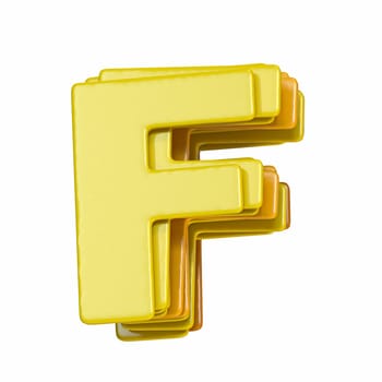 Yellow font Letter F 3D render illustration isolated on white background