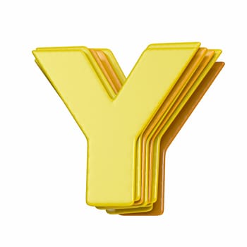 Yellow font Letter Y 3D render illustration isolated on white background