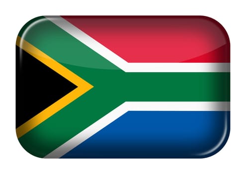A Republic of South Africa Flag web icon rectangle button with clipping path 3d illustration