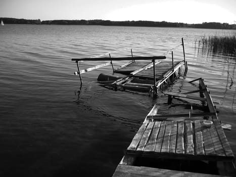 wooden pier in the village of Skorupki