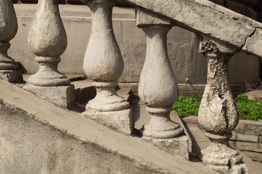 Stone balustrade. railing with antique pillars. classic architecture background