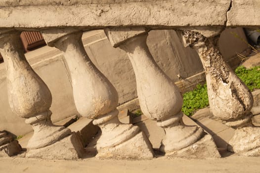 Stone balustrade. railing with antique pillars. classic architecture background
