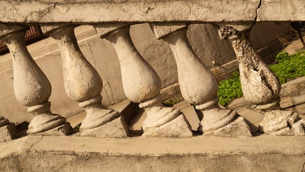 Stone balustrade. railing with antique pillars. classic architecture background