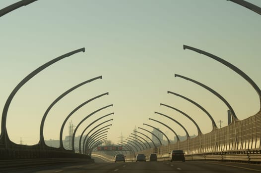 Car driving on a highway. auto moving on a roadway background