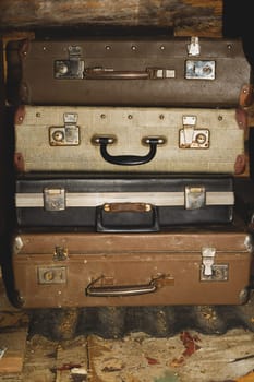 Retro suitcases. old luggage. vintage baggage. retro case background