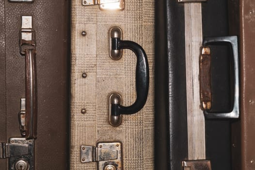 Retro suitcases. old luggage. vintage baggage. retro case background
