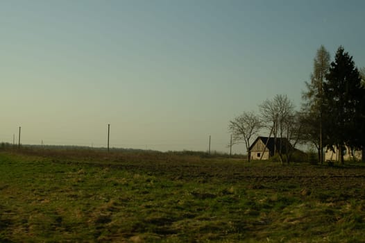 Traditional wooden house in the natural environment scene. nature landscape background