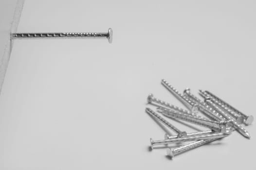 Metal nails isolated on white background