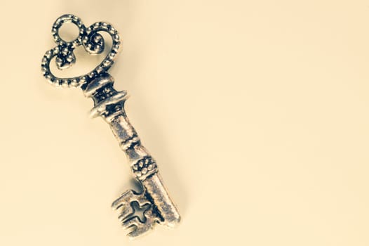 Vintage key isolated on white background. safety and security concept