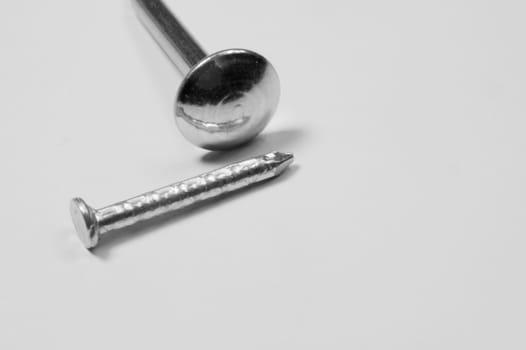 Metal nails isolated on white background