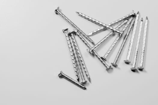 Metal nails isolated on white background