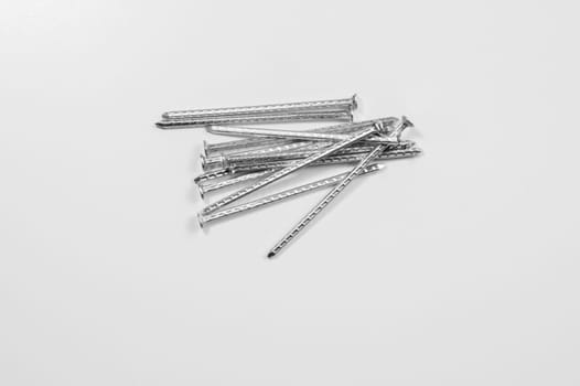 Metal nails isolated on white background