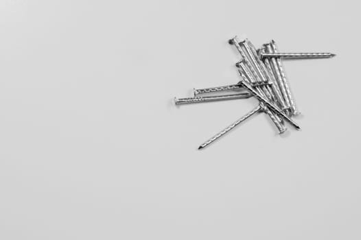 Metal nails isolated on white background