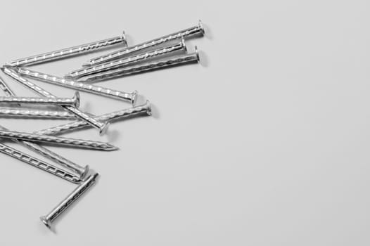 Metal nails isolated on white background