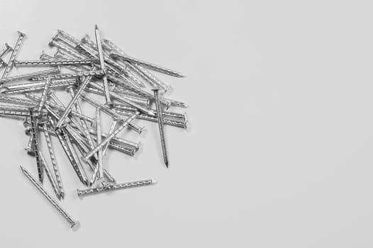 Metal nails isolated on white background