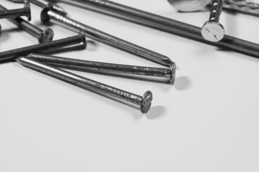 Metal nails isolated on white background