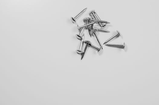 Metal nails isolated on white background