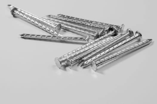Metal nails isolated on white background