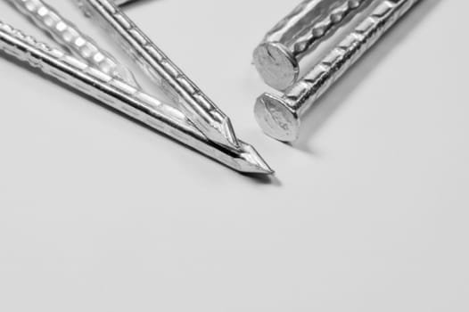 Metal nails isolated on white background