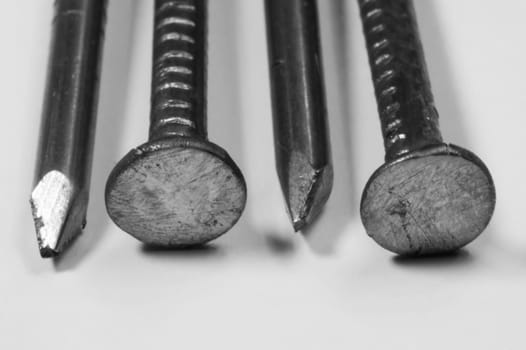Metal nails isolated on white background