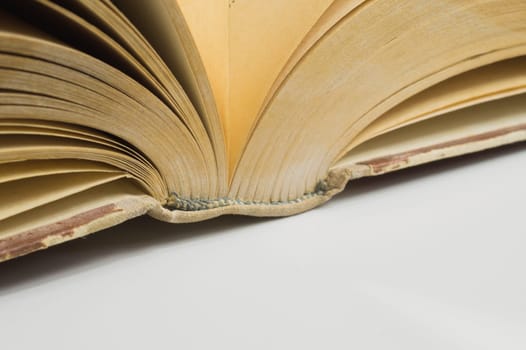 Detail of the book isolated on white background. lines of the book pages