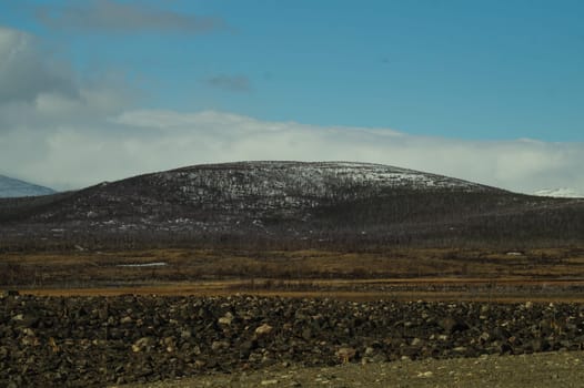 Mountain landscape background. snowy hills and forest background