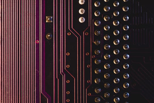 Electronic circuit board abstract background. computer motherboard close up. modern technologies. micro elements of computer with connections and traces. Intelligent technology
