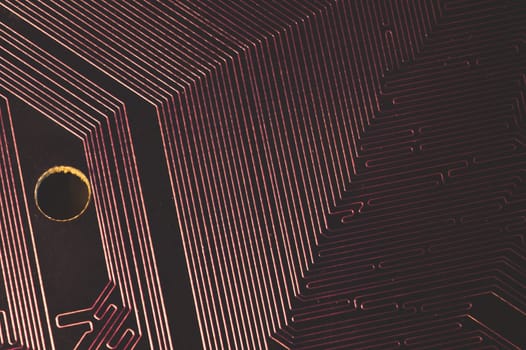 Electronic circuit board abstract background. computer motherboard close up. modern technologies. micro elements of computer with connections and traces. Intelligent technology