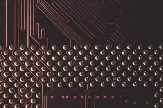 Electronic circuit board abstract background. computer motherboard close up. modern technologies. micro elements of computer with connections and traces. Intelligent technology