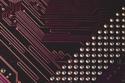 Electronic circuit board abstract background. computer motherboard close up. modern technologies. micro elements of computer with connections and traces. Intelligent technology