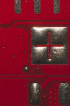 Electronic circuit board abstract background. computer motherboard close up. modern technologies. micro elements of computer with connections and traces. Intelligent technology