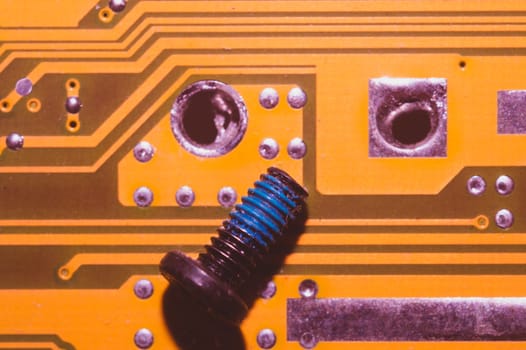 Electronic circuit board abstract background. computer motherboard close up. modern technologies. micro elements of computer with connections and traces. Intelligent technology