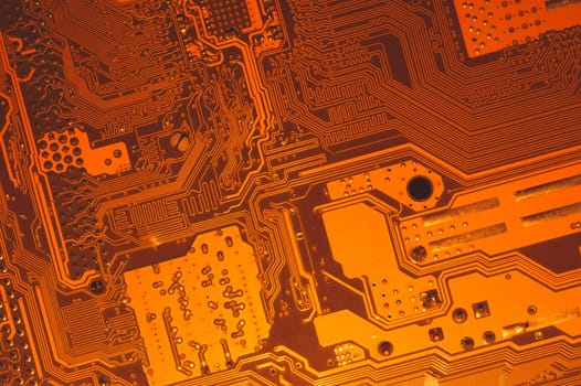 Electronic circuit board abstract background. computer motherboard close up. modern technologies. micro elements of computer with connections and traces. Intelligent technology
